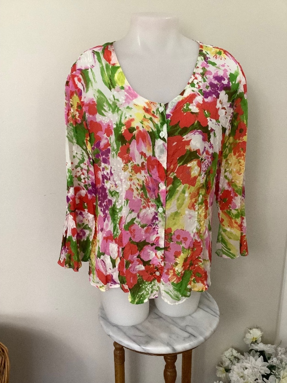 Tianello Silk Floral Blouse Medium